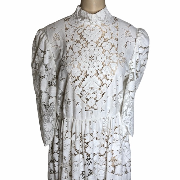 Handmade Sheer White Lace Vintage Style Dress - Picture 7 of 9